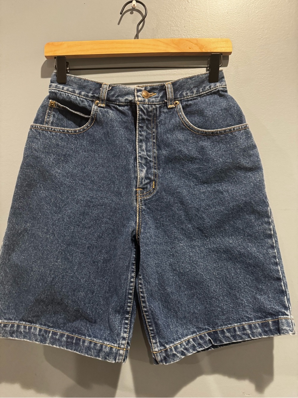 Vintage Lawman Denim Shorts Size 9 High Waist Long Mom Jean Shorts